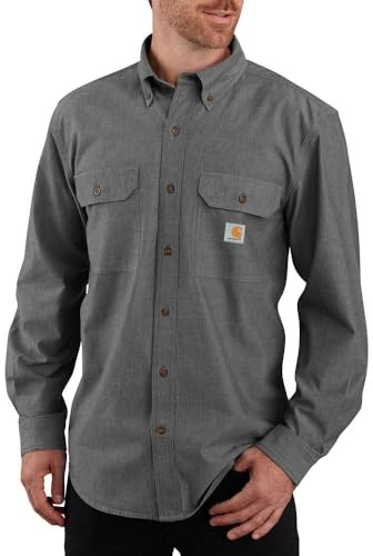 Carhartt Original Fit T-Shirt à Manches Chemise Longue à Bouton d'utilité Professionnelle, Chambray Noir, S Homme