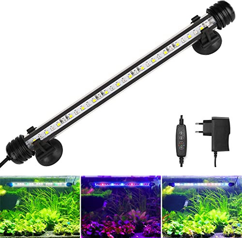 BELLALICHT LED Aquarium Beleuchtung - Aquarien Lampe [RGB-Weiß Licht] mit eingebautem Timer, Dimmbar 10 Helligkeitsstufen IP67 Wasserdicht Light für Fisch Tank Pflanze, L-29C