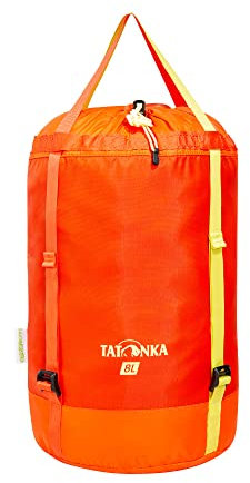 Tatonka Packbeutel Compression Sack 8l - Leichter, komprimierbarer Packsack mit Schnallenverschlüssen und Schnürzug - Aus recyceltem Polyester - 8 Liter Volumen (red orange)