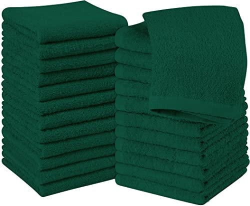 Utopia Towels Baumwoll-Waschlappen-Set – 100% ringgesponnene Baumwolle, hochwertige Flanell-Waschlappen für das Gesicht, sehr saugfähige und weiche Handtücher, 24 Stück, Hunter Green