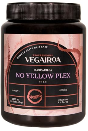 VEGAIROA - No Yellow Plex Mascarilla - Mascarilla Neutralizadora Tonos Amarillos y Naranjas - Hidratación Profunda - Pigmento Violeta - Para Rubios Decolorados - Peluquería Profesional Vegana - 1000gr