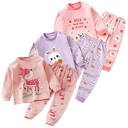 XM-Amigo Conjunto térmico de Capa Base 3 para niños Parte Superior e Inferior Ropa Interior térmica para bebés y niñas Ropa Interior Larga y Pantalones Largos Pijamas térmicos Niñas