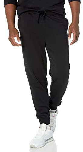 Amazon Essentials Herren Leichte French-Terry-Jogginghose (erhältlich in Big & Tall), Schwarz, L