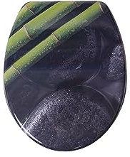 VEREG Duroplast WC-Sitz Stones and Bamboo mit Absenkautomatik für geräuschloses Schließen, ovale Form, angenehmer Sitzkomfort, max. belastbar bis 150 kg