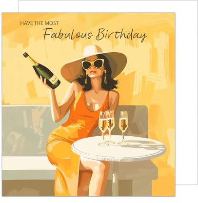 Edition Seidel Premium quadratische Geburtstagskarte mit Umschlag. Glückwunschkarte Fabulous Birthday Billet Karte für Frau Freundin Kollegin Sekt Champagner (GQ250 SW024)