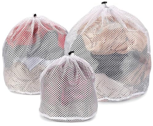 3 Pezzi Sacchetto Lavatrice Con Coulisse Riutilizzabile Sacchetto Lavatrice a Rete Grossa per Bucato Laundry Bag Wash Bag per Maglieria Pantaloni Reggiseno Intima