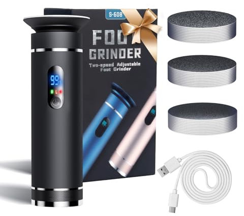 Arofaue Elektrischer Hornhautentferner - 2 Geschwindigkeiten, 1200mAh Akku - Fußpflege Set mit 60 Schleifbändern & 10 Polierscheiben gegen Hornhaut