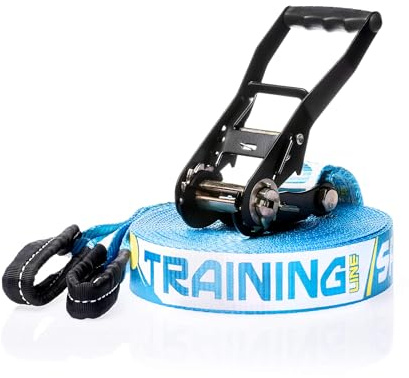 SPIDER SLACKLINE - Kit 18 m avec cliquet, Protections d’Arbres, Sac de Transport et Protection de cliquet - Kit pour débutants