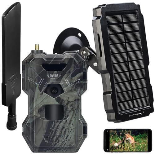 VisorTech 4G-Solar-Wildkamera: 4G/LTE-Akku-Wildkamera mit 2K-Auflösung und Akku-Solarpanel, 5.000 mAh (4G/LTE-Solar-Wildkamera, LTE-Solar-Wildkameras, Überwachungskamera Set)