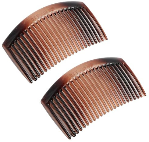 2 pettini da infilare circa 8.5 x 5 cm, french comb, pettinino per capelli, Colore Marrone Avana Effetto Ambra, Ideali per Tutti i Tipi di Capelli (Modello 519H),pettine a denti larghi