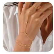 Nymora Women’s Bracelet Set – Non-Tarnish Dainty Paperclip, Figaro, Box & Herringbone Hand Chain Bracelets, Adjustable Stackable Jewelry for Everyday Wear