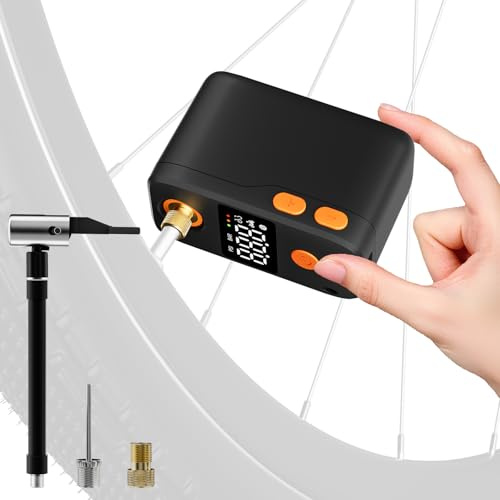 Diealles Shine Pompa per Bicicletta Portatile, 120 PSI Mini Pompa Elettrica Bici con Manometro, Spegnimento Automatico, Mini Compressore per Bici per Bici da Corsa, E-Bike, MTB e City Bike
