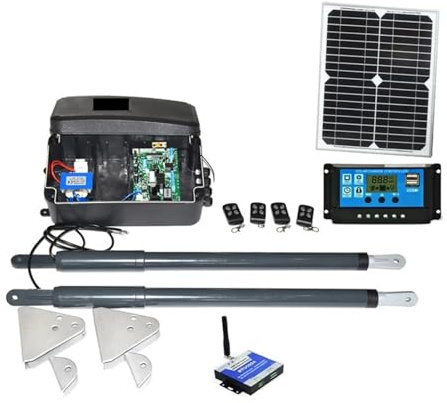 CFWWSAQ Motor Puerta Corredera Kit de Motor de abridor de Puerta abatible de Alta Resistencia, accionado por energía Solar, CC de 12V(Kit7 2G Version)