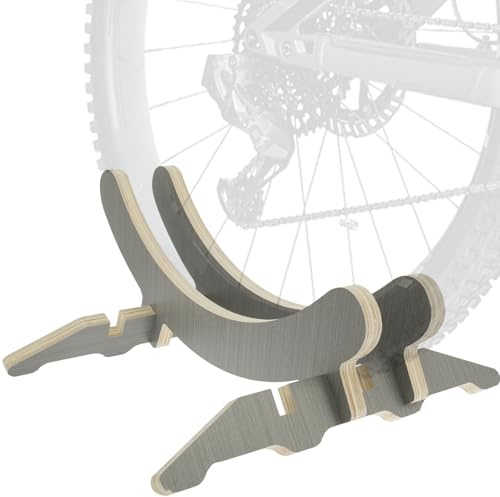 Béquille de vélo - En bois - Avec 2 compartiments - 51,8 × 40 × 22 cm - Support de vélo autoportant - Peu encombrant - Pour garage, appartement, bureau, maison