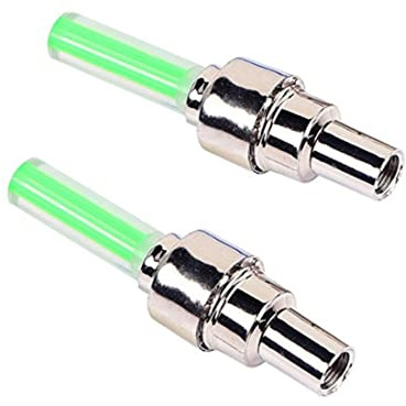 2 luci per tappi valvole per pneumatici per bici, lampada flash a LED per ruote per accessori per biciclette per auto, cappucci valvole luminosi verdi