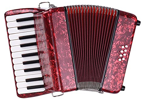 Karlak 22 Tangenter 8 Bas Utsökt Pianodragspel för Nybörjare med Justerbara Remmar Gig Bag - Perfekt för Barn och Studenter Svart (Röd)