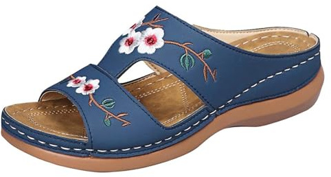 Kompenserade sandaler dam sommar ortopedisk sandal tofflor dam häl barfota skor tofflor plattform toffel lätta bohemiska tofflor strandtofflor promenadskor multisport utomhus