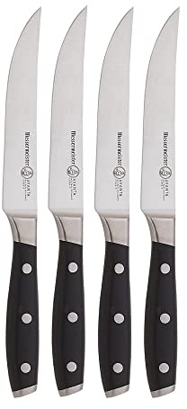 Messermeister Avanta Forged 5” Fine Edge Steak Knife Set - German X50 Stainless Steel - Rust Resistant & Easy to Maintain - Includes 4 Steak Knives