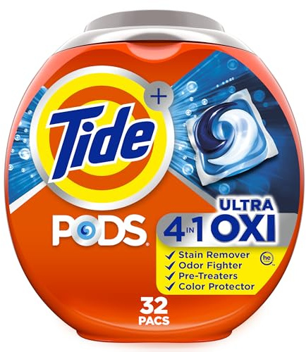 Tide Pods Ultra Oxi Liquid Detergent Pacs, 32 Pods