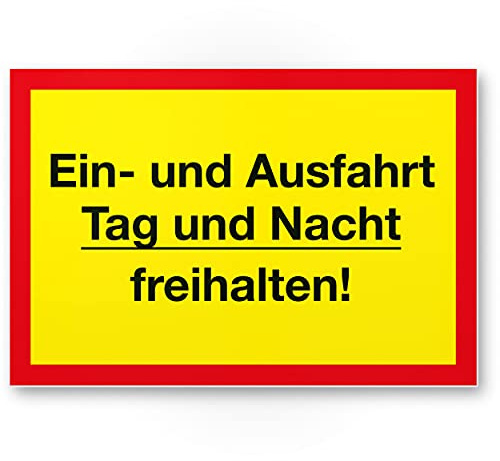 Komma Security Ein- und Ausfahrt Tag- und Nacht Freihalten Schild 30 x 20 cm Hinweisschild Einfahrt - auch gegenüber Parken verboten - Parkverbot Halteverbot
