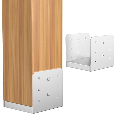 SPACEEUP Base de poste de 6 x 6 pulgadas, 2 piezas, tamaño interior de 5.6 x 5.6 pulgadas, anclaje de poste de acero inoxidable para soportes de poste de madera para soporte de barandilla de porche