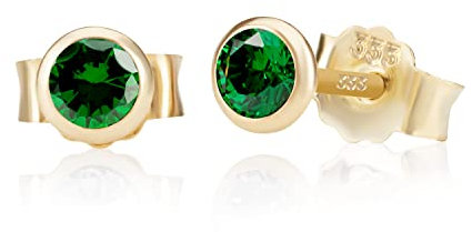 NKlaus Paar 4,0mm 333 Gelb Gold 8 Karat Ohrstecker Kristall Zirkonia Smaragd Butterfly Verschluss Damen Mädchen 3377