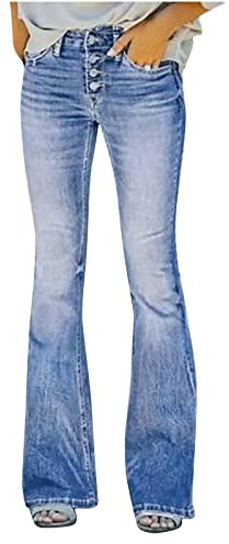 2022 Pantalón de Mezclilla Mujer Vaquero Jeans Moda Slim Fit Bootcut Largo Denim Retro Cintura Alta Original Casual Elástico Vintage Fiesta Elegante Primavera Otoño