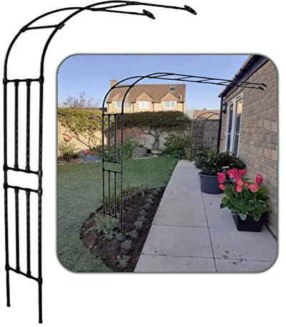 Halbbogen Wand Rosenbogen Garten Rankhilfe Kletterpflanzen, Torbogen Metall Breite 60/90/120/150/180/220/240cm Für Wände, Fenster, Eingänge, Gänge, Balkone ( Color : Schwarz , Size : W150XH240cm(4.9x7