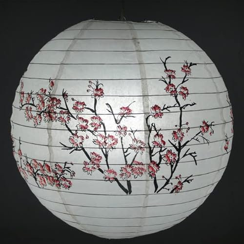 MOLUO Lanterna di Carta Giapponese Big Fu da 1 Pezzo da 16 Pollici Lampione di Fiori di ciliegio Rosa per Decorazioni per la casa appese a Nozze Cinesi