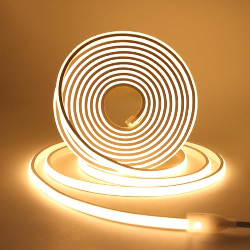XUNATA 230V COB Neon LED Remsa, 288 Led/m Superljus Hög densitet, IP65 Vattentät Diffusion Flex LED-Ljus Band Slang för DIY-belysningsprojekt inomhus och utomhus (Varmvit, 6M)