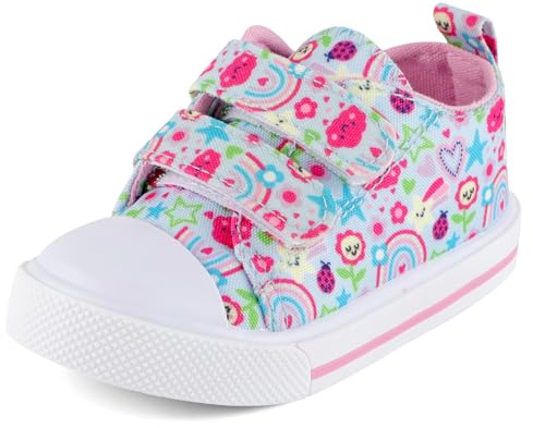 Cheerful Mario 1-5 Anni Scarpine Bimba Primi Passi Scarpe da Tela Bambina Sneaker Casual Scarpe Fiore Azzurro 21 EU