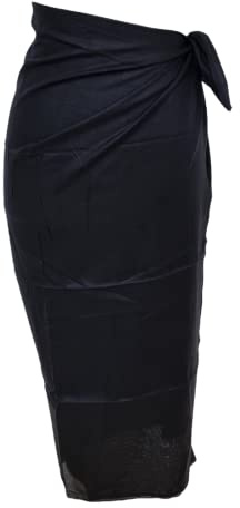 Kiran Fashion Nuovo 100% COTONE Premium Sarong Spiaggia Piscina Copertura Leggero Sciarpa Avvolgere Vacanze, Nero , Etichettalia unica
