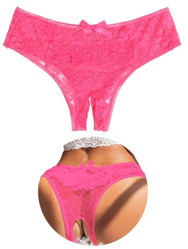 ohyeahlady Tanga Ouverte Sexy Femme Erotique Dentelle Grande Taille String Hot Ficelle Culotte Brésilien Slips Coton sans Couture Dessous Tenue Hot sous Vetement Lingerie Ouverte Pute(Rose,4XL)