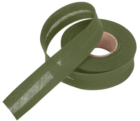 QUARKZMAN 25 mm enkelt snedband av polyester, sömband för sömnad, pysseldekorationer, gör-det-själv-hantverk (mörkgrön9 m)