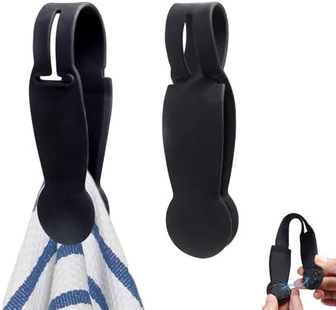 LIMEOW 2 Pezzi Portasciugamani Magnetico Nero, Appendi Strofinacci Cucina, Gancio Magnetico, Porta Strofinacci Cucina, Ganci Magnetici Adatto per Portasciugamani, Accessori per Cucina e Bagno, ecc