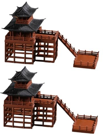 QUMIIRITY 2piezas Mini Estatuas De Pabellón De Bonsái Adornos De Jardín Zen Decoración Japonesa