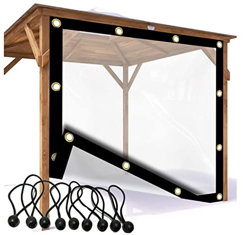 Parete laterale pieghevole trasparente con palla elastica per padiglione, alta trasparenza serra, frangivento, 4 x 3,5 m, per uso in giardino