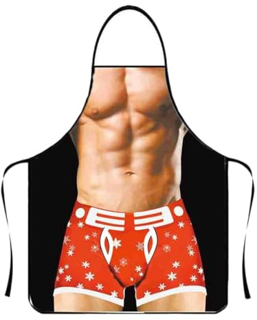 YUVKIN Tablier de Cuisine Homme Femme Amusant Imperméable pour Barbecue, Cuisine, Cadeau pour Fête ou Costume (Musclé, 80×60 cm)