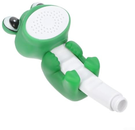 Besttoolifes Cabezal de ducha infantil con diseño de animales de dibujos animados, aspersor de mano interactivo para diversión y aprendizaje en el baño, hecho de plástico duradero, color verde