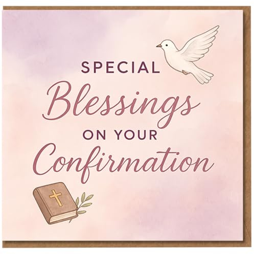 Special Blessings on Your Confirmation Card - Religious Dove and Bible Illustration - Christian Confirmation Congratulations Card - Blank Inside