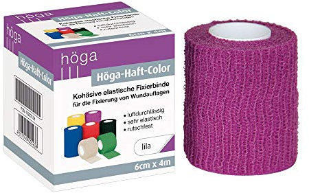 Höga-Pharm Haft Color lila 6 cm x 4 m gedehnt, kohäsive (selbsthaftende) elastische Fixierbinde, 2er Pack (2 x 1 Stück)