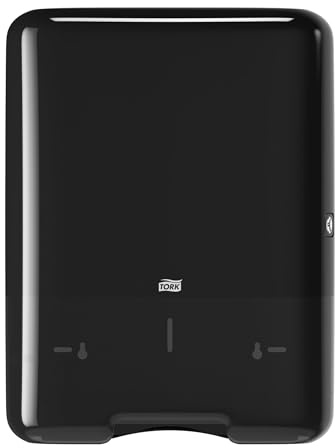 Tork 553008 Spender für H3 Zickzack und Lagenfalz Handtücher im Elevation Design / Papiertuchspender für hygienische Einzeltuchentnahme in Schwarz