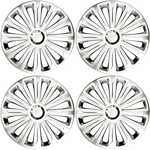 Versaco Car Wheel Trims TRENDRCBS16 - Black/Silver 16 Inch 12-Spoke - Boxed Set of 4 Hubcaps - Includes Fittings/Instructions