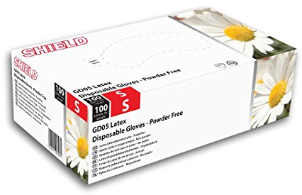 Latex Powder Free disposable gloves, medium size, BOX of 100