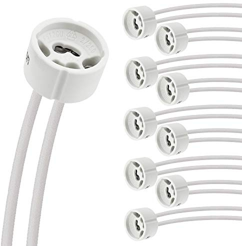 Evolution Presa GU10 con Cavo per Lampade LED e Alogene | Telaio da incasso GU10, Portalampada LED 230V | Presa in Ceramica Resistente al Calore con Cavo CSA Protetto dal Silicone | Set Di 50