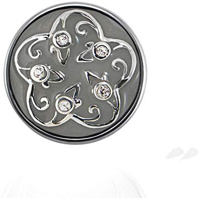 Quiges Damen Click Button 18mm Chunk Stern Ornament Grau für Druckknopf Zubehör