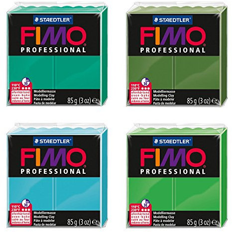 Staedtler 8004 AMZ 06 - Fimo professional Modelliermasse, 4 Blöcke, 85 g, grüntöne