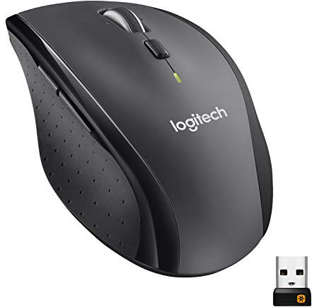 Logitech M705 Marathon Wireless Mouse – Long 3 Year Battery Life Ergonomic Sculpted Right-Hand Shape Hyper-Fast Scrolling and USB Unifying Receiver for Computers and laptops Dark Gray