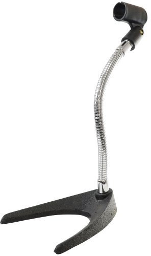 Pyle Desktop Microphone Stand, 21cm Gooseneck Mount with U-Base, Low Profile Mic Arm for Desk, Podcast Setup, Mic Holder for Table, Counter, Recording, Streaming, Black