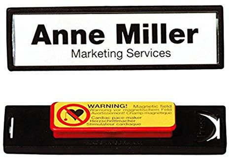 Durable Namensschild Clip-Card (mit Magnet, 17 x 67 mm) Packung à 25 Stück, schwarz, 813201